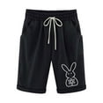 thumbnail image 3 of QATAINLAV Bermuda Shorts for Women Knee Length Plus Size Cotton Linen Casual Shorts Summer Drawstring High Waist Beach Shorts with Pockets Black XL 50 Percent off Sales Today, 3 of 4
