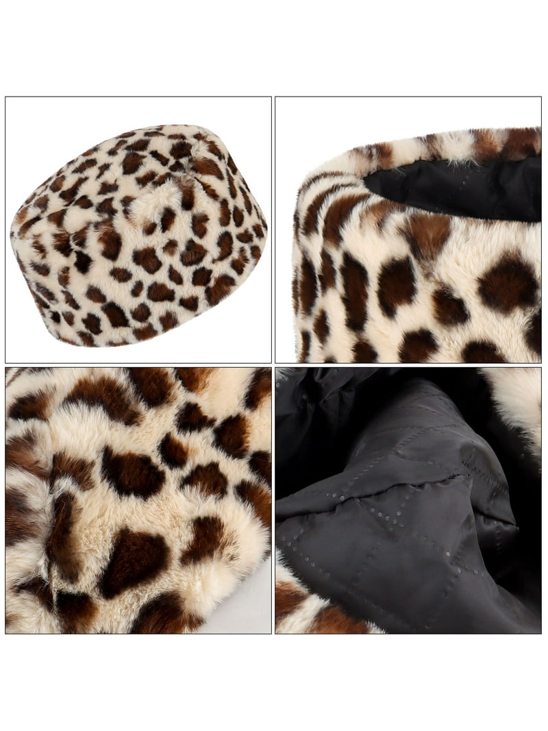 Gustave Leopard Print Faux Fur Hats for Women Cossack Russian