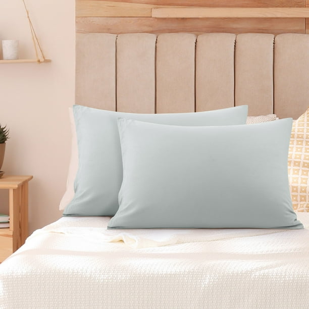 Juego de fundas de almohada con cremallera de microfibra suave PiccoCasa de 2, estándar gris claro
