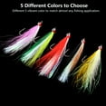 thumbnail image 2 of OROOTL Fishing Bucktail Teaser Hooks,5pcs Saltwater Fishing Teaser Lures with Bucktail Crystal Flash Skirt Big Eyes Fluke Flounder Rig Fishing Jig Hooks, 2 of 7