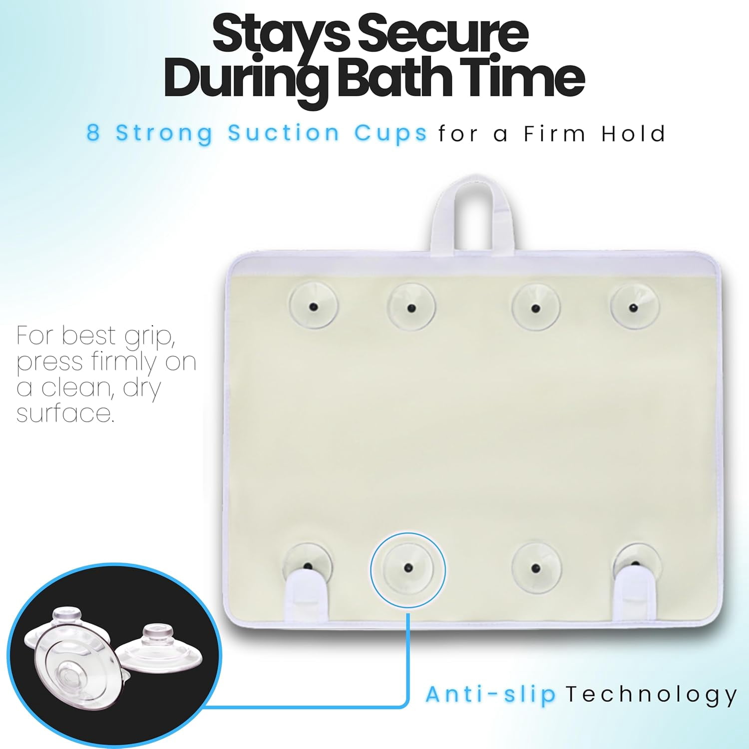 Bath Kneeler –8 Suction Cups & 1.5" Padding.Certified Non Toxic Bath Kneeling Pad for Bath Tub & 5 Bath Organizer. Fast Dry Baby Bath Kneeler and Elbow Rest Pad Set by -Blue