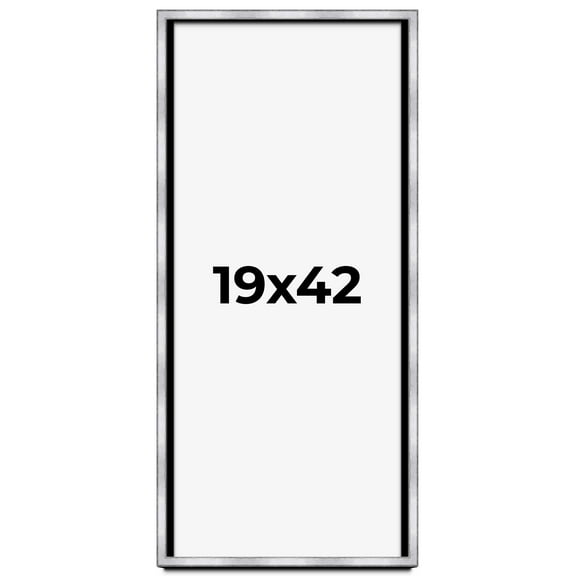 19x42 Shadow Box Frame Silver | 1.375 Inches Deep Real Wood Contemporary Shadowbox Display Frame |