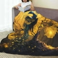 thumbnail image 6 of Pofeuu Elegant Gold Leaf Peacock Print Ultra-Soft Micro Fleece Blanket,for Bed Or Sofa,All Season Throw Blankets Flannel Blanket-80"x60", 6 of 7