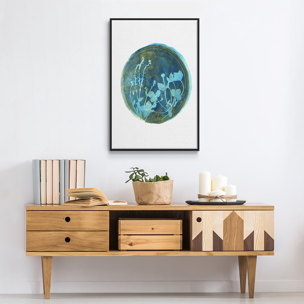 Strawberries and Forg I Framed Premium Gallery Wrapped Canvas - Ready to Hang - 27 x 41 - Black Floating Frame
