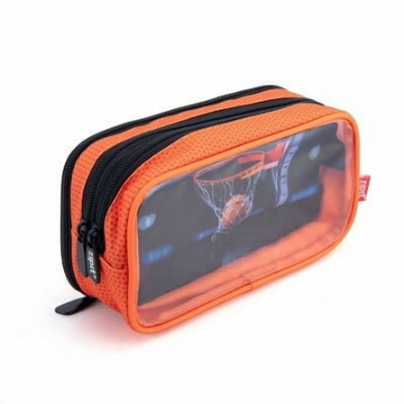 ZIPIT 3 Pocket Pencil Case Pouch Basketball Orange Polyester