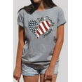 thumbnail image 2 of Fashion American Love Flag Print Tee Faith Family Freedom Short Sleeve Blouse T-Shirt Tops, 2 of 3