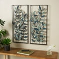 thumbnail image 2 of DecMode Traditional Black Metal Framed Rectangular Fern Leaf Designed Wall Décor, Set of 2 14"W x 32"H, 2 of 10