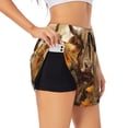 thumbnail image 1 of Balery Vintage Sunflower Cow Pantalones cortos deportivos para mujer con forro y dos bolsillos, elásticos, para entrenamiento, gimnasio, yoga-Small, 1 of 7