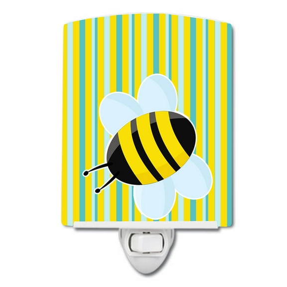 Caroline's Treasures BB8597CNL Bee on Stripes Ceramic Night Light, 6x4x3", multicolor