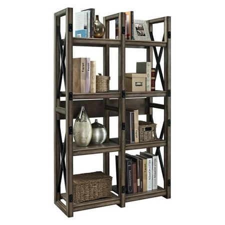 Wildwood Bookcase and Room Divider, Rustic Gray