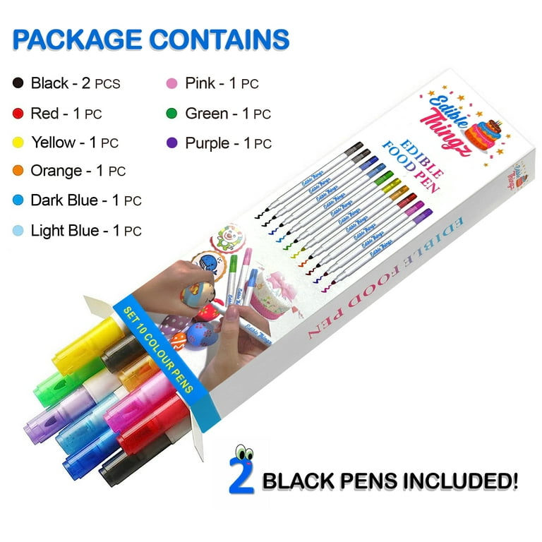Thereisno Food Decorating Pens Edible Marker Double Sided Pens  Fade-Resistant Easily Decorate Desserts Fondant Cake Cookie Metallic  pigment pen