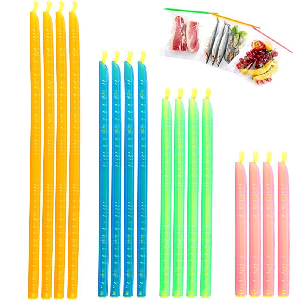 16PCS Plastic Chip Bag Sealer Sticks 4 Colors and Sizes FreshKeeping