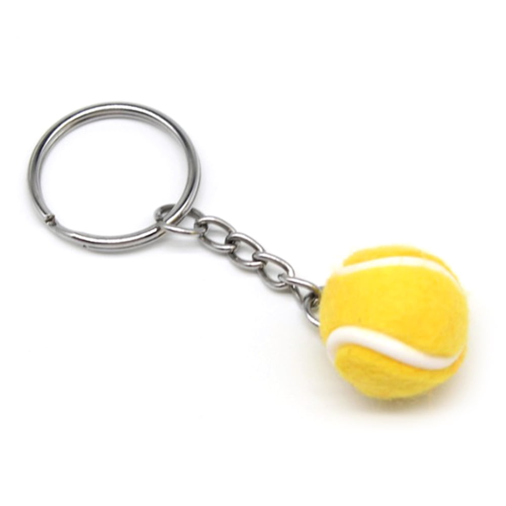 New 3D Sport Mini Blue Tennis Racket & Tennis Ball Model Key Ring Keychain 