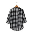 thumbnail image 2 of Womens Plaid Shirt, Yigetop Spring and Autumn Women's Checkered Shirt New Retro Style Loose Long Sleeved Shirt Coat. Plaid Womens Shirt Dark Gray XL, 2 of 9