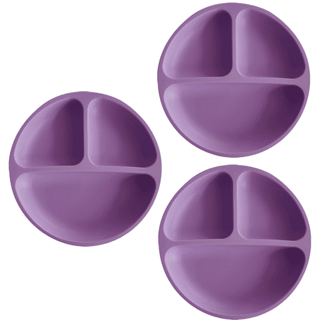 

Silicone Plates with Suction and Lids for Toddler Baby & Kids Food-Grade Silicone Divided Design Microwave & Dishwasher Safe Purple