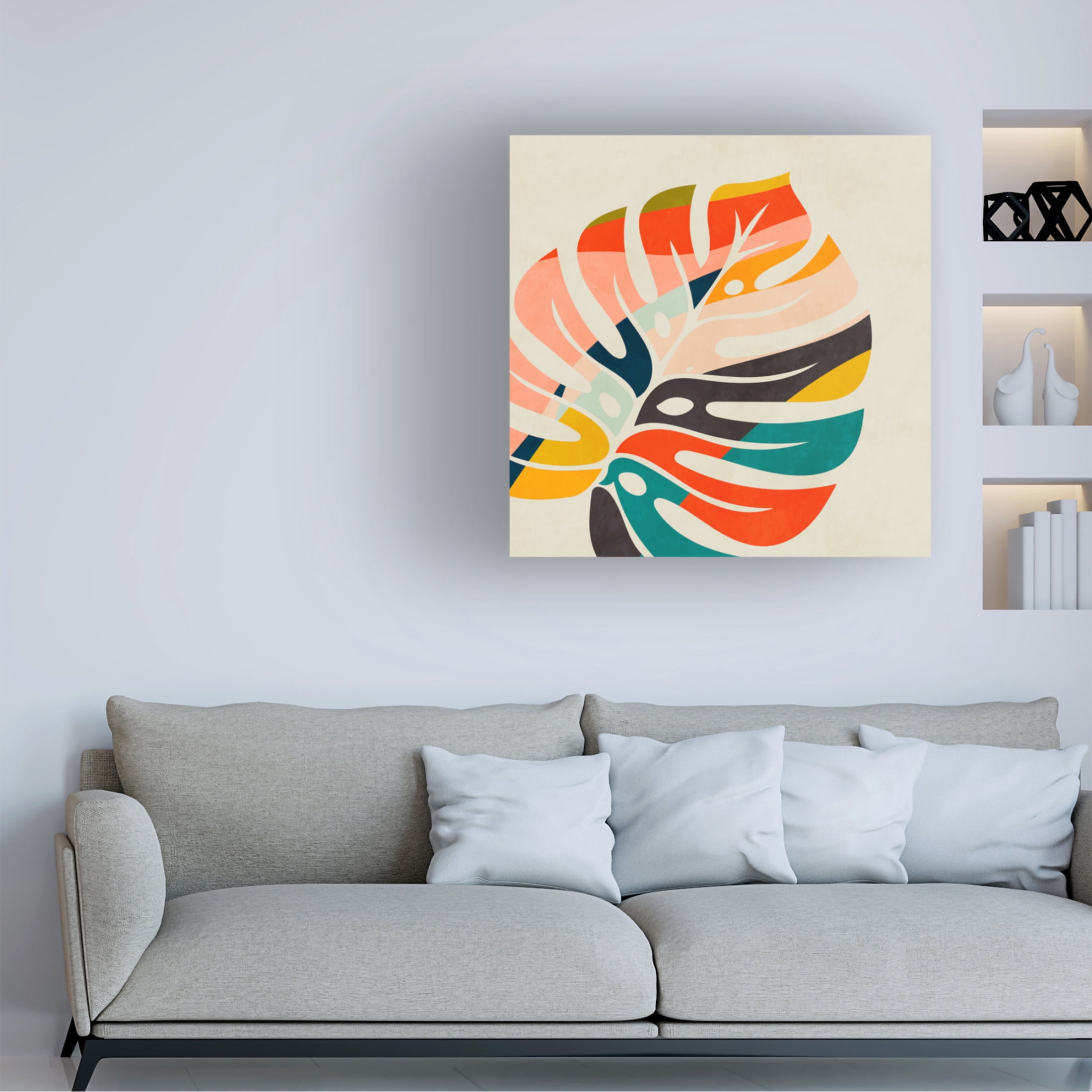 Trademark Fine Art Ana Rut Bre Monstera Leave colorful Canvas Wall Art