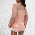 thumbnail image 5 of WREESH Women's Fashion Sheer Sweater Casual Long Sleeve Round Neck Pullover Solid Color Ripped Knit Sweater Ladies Tops Blouse Sweater Pink, 5 of 6