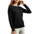 thumbnail image 2 of Dwaogom Women's Beaded Pullover Sweater Women's Round Neck Long Sleeve Knitwear Loose Bottom Blouse Toggle Coat Casual Button Down Shirts, 2 of 9