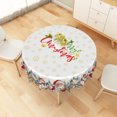 thumbnail image 5 of Duangreer Christmas 60''Round Tablecloth, Elegant Snowman and Santa Claus Print Washable Picnic Table Cover for Party, Dining, Indoor and Outdoor, 5 of 6