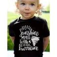 thumbnail image 1 of 100% Cotton SUNSHINE MIXED WITH A LITTLE HURRICANE Print Crew Neck Short Sleeve T-shirt, Girls' Comfy Tees Summer Clothes, 1 of 6