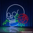 thumbnail image 2 of Glowneon Skull Rose Neon Sign, Skull Led Sign, Party Decor, Skeleton Sign, Skull Lover Gift, 2 of 4