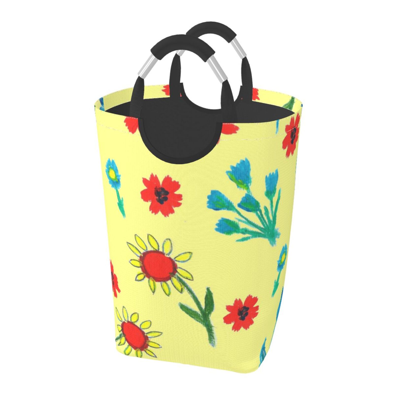 Laundry Hampers, Retro Yellow Flower Design Pattern Foldable Laundry