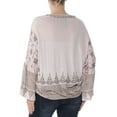thumbnail image 4 of FREE PEOPLE Womens Purple Printed Bell Sleeve V Neck Tunic Top S, 4 of 4