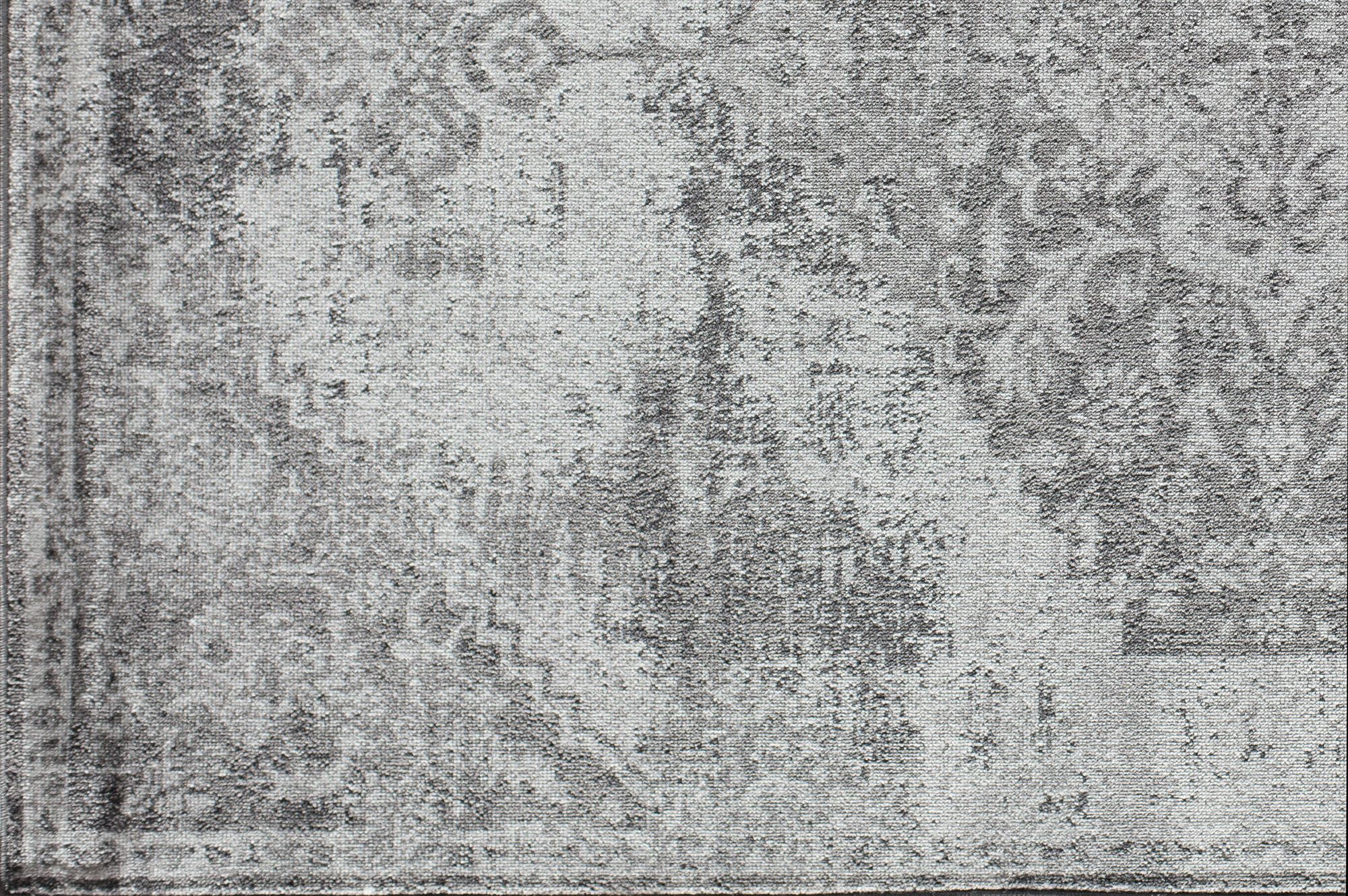 Freida FY35B Charcoal Vintage Farmhouse Light Gray Area Rug, 2'6"x4'