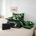 thumbnail image 5 of Manfei Green Stripes Adult Bedding Comforter Set 7 Pieces, Abstract Ombre Full Bedding Set, Chic Geometric Artwork Reversible Fitted Sheet Flat Sheet, Breathable Home Decor, 5 of 7