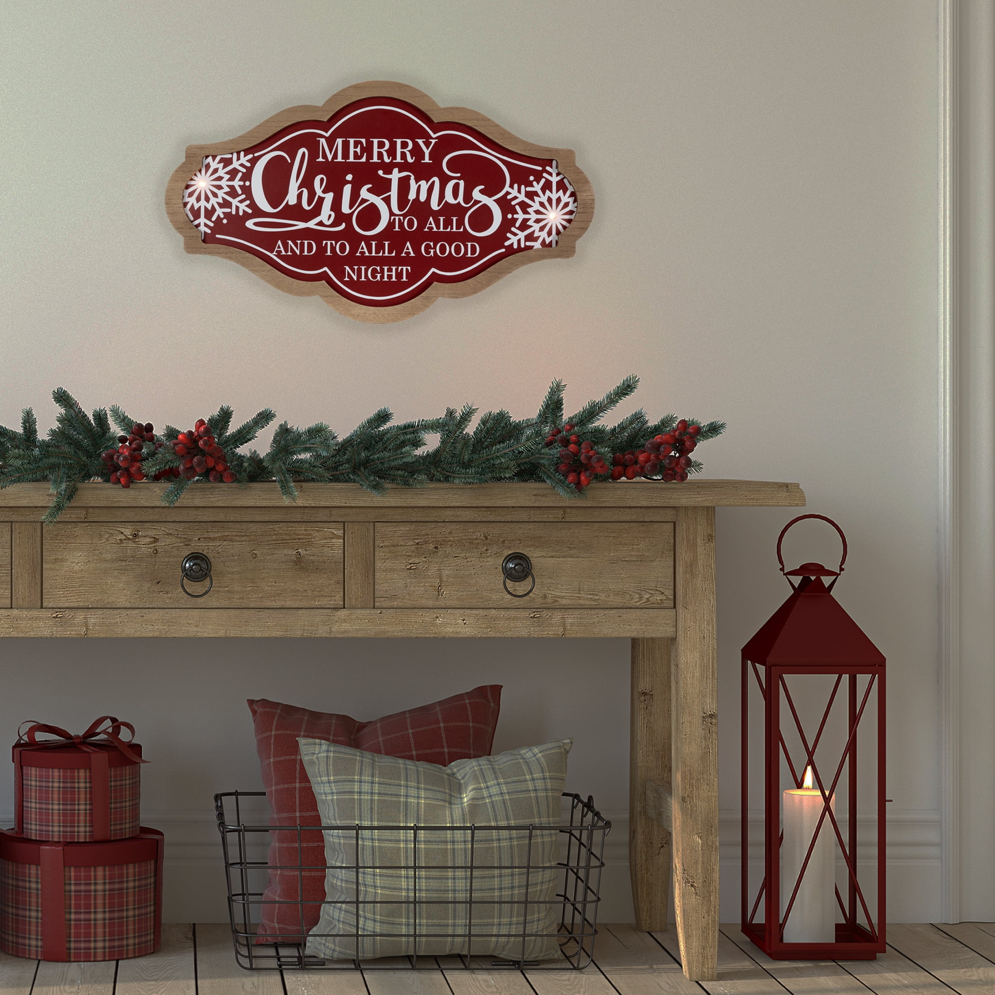 Lighted "Merry Christmas to All and to All a Good Night" Wall Sign - 18" x 10"