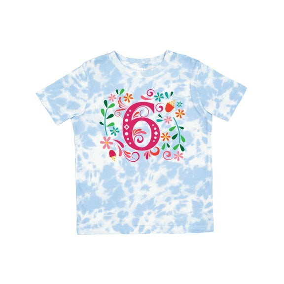 Inktastic 6th Birthday Flowered 6 Year Old Girl Girls Toddler T-Shirt