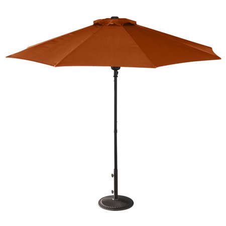 Astella 9 Patio Market Umbrella In Poylester With Bronze Wood Pole Wood Ribs Pulley Lift Brickseek