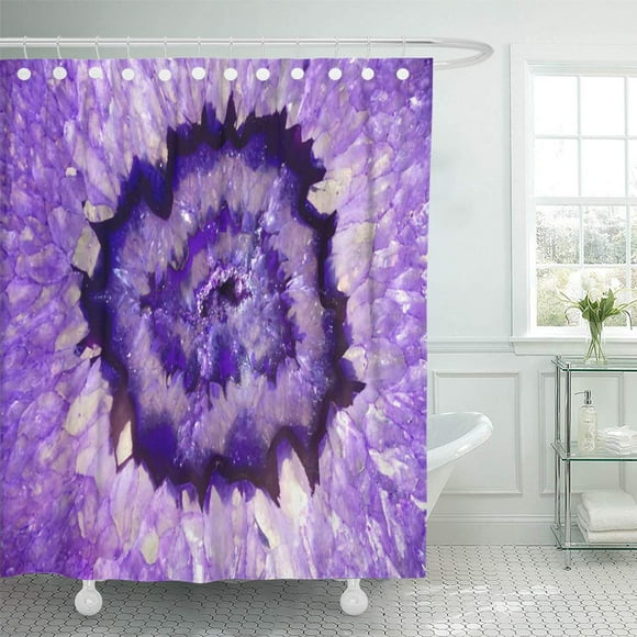 YUSDECOR Nature Purple Agate Geode Crystals Polished Stones Fantasy Rocks Bathroom Decor Bath Shower Curtain 60x72 inch