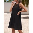 thumbnail image 3 of Vestido ZESICA para mujer, verano 2025, de chifón, halter, negro, talla L, 3 of 8