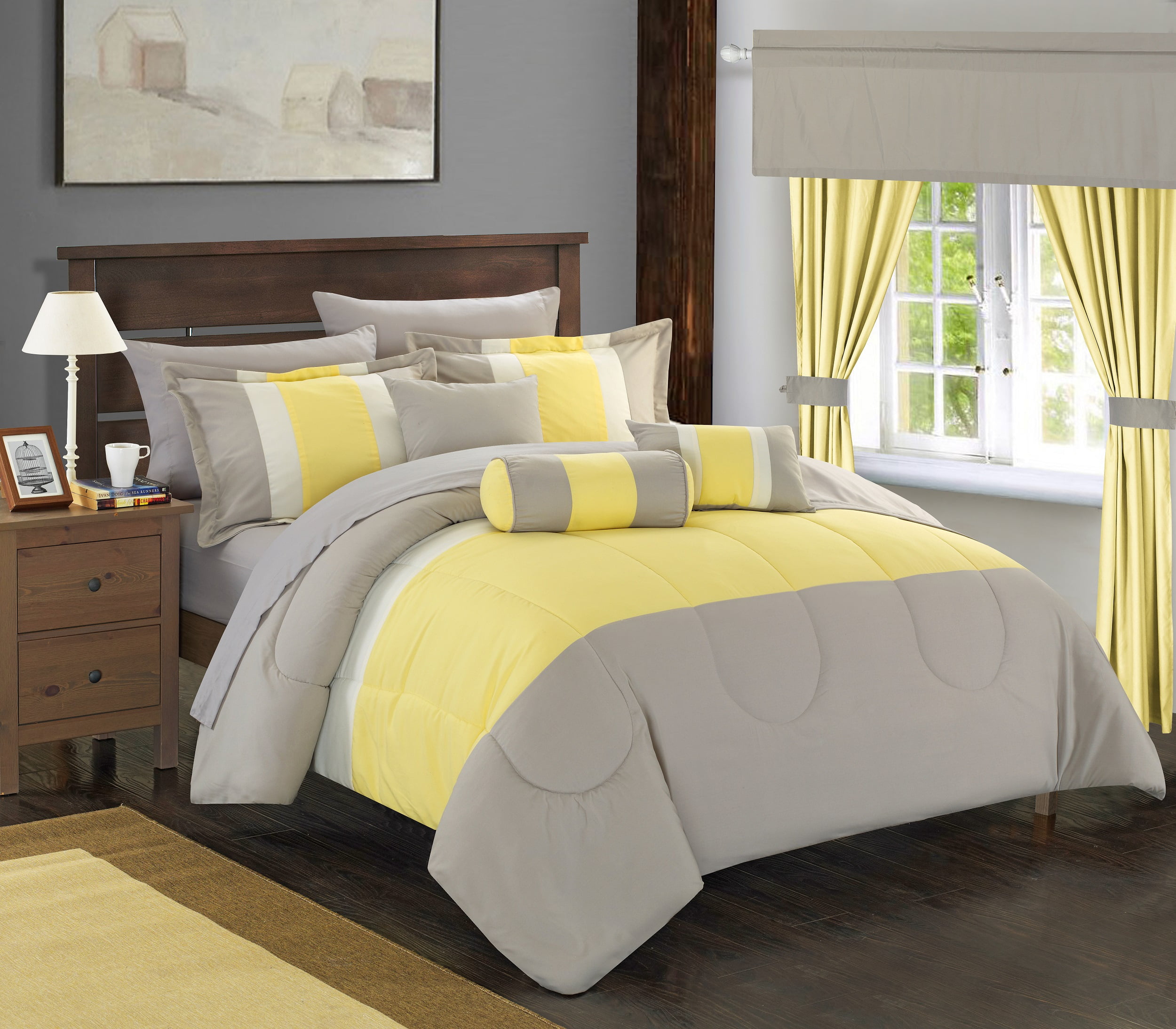 Chic Home 20Piece Whitehall CompletePieced color block bedding