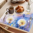 thumbnail image 3 of Placemat Set of 4 Purple Dragonfly Placemats for Dining Table White Dandelion Washable Table Mats for Kitchen and Party Decor Indoor & Outdoor Use, 3 of 8