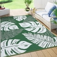 thumbnail image 2 of EastVita 9 X 12 ft Plastic Green White Rectangular Beach Front Porches Patio Picnic RV Camping Garage Wide Leaves Modern Area Rug, 2 of 8