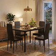 thumbnail image 6 of 5 Pieces Dining Table Set for 4, Modern Wooden Kitchen Table and 4 Upholstered PU Leather Chairs, Small Dinette for Dining Room, Breakfast Nook, Apartment-Black Tabletop, 6 of 8