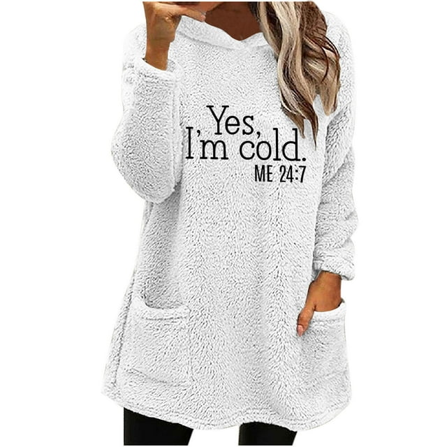Bowake Sweat à Capuche Confortable pour Femmes Manches Longues Sweat à Capuche en Polaire d'Hiver avec Poches