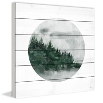 Forest Dusk Painting Print on White Wood