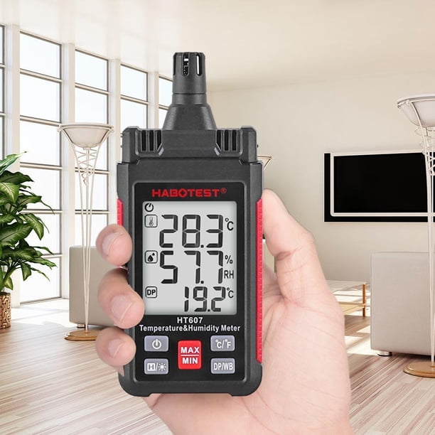 HT607 Thermo-Hygrometer con punto de rocío/temperatura de bombilla húmeda psicrómetro digital para el hogar/invernadero/sótano/laboratorio/granja
