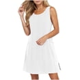 thumbnail image 3 of UVEASISHA Womens Eyelet Summer Dresses Sleeveless Crew Neck Mini Dresses Loose Casual Sundress with Pockets White S, 3 of 10