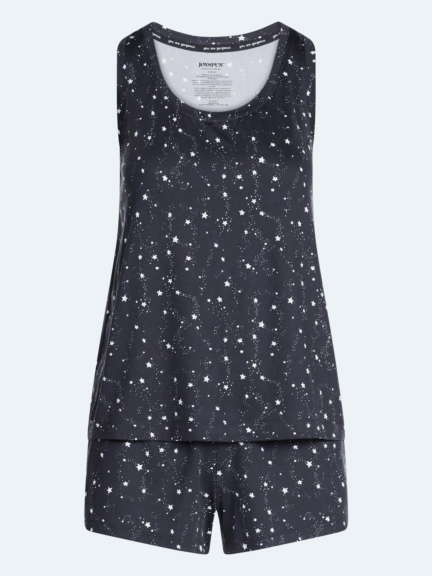 Joyspun Women's Tank Top and Shorts Pajama Set, 2-Piece, Sizes XS-3X