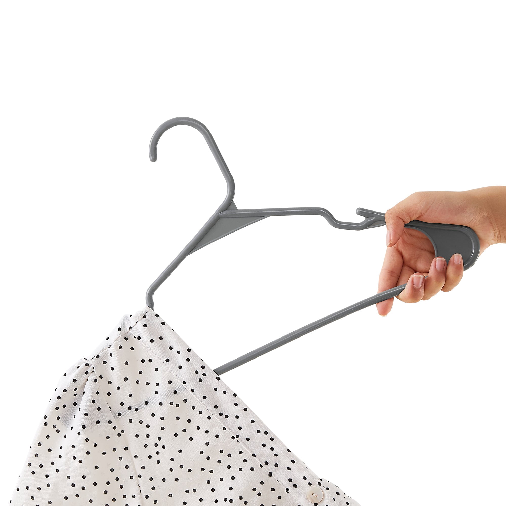 VECELO 25 Pack Plastic Hanger, Space Saving, Sturdy Heavy Duty Clothing Notched Hangers, Gray