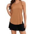 thumbnail image 2 of Racerback Tank Tops for Women Summer Crewneck Sleeveless Shirts Workout Ruffle Trim Curved Hem Summer Tanktops, 3XL, 2 of 7