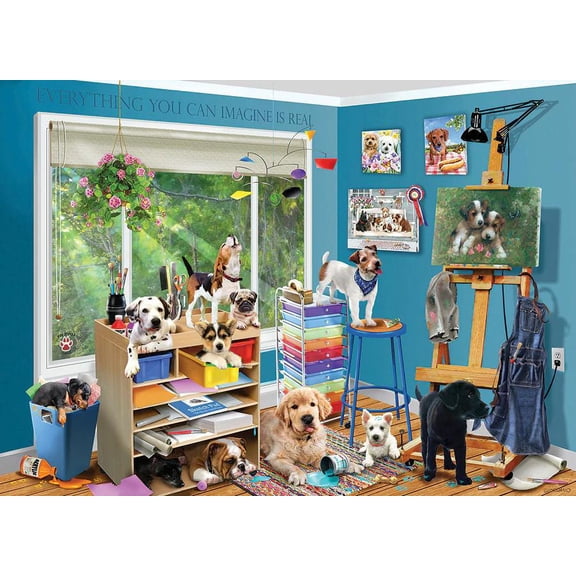 Cobble Hill 1000 Piece Puzzle -Studio Pups - Sample Poster Included
