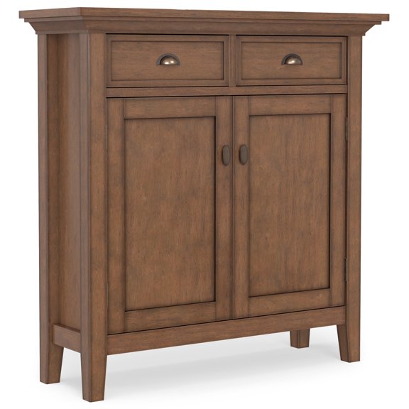 Simpli Home Redmond 36 inch Wide Solid Wood Transitional Entryway Storage Cabinet in Rustic Natural Aged Brown