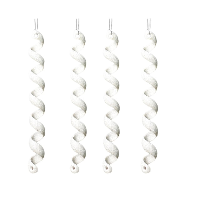 Xihbxyly Adornos Navideños de Carámbanos, Juego de 4 Colgantes de Barra de Hielo, Copos de Nieve de Resina Retorcidos, Adornos Brillantes para Árbol de Invierno, Decoración Navideña para Árbol, Bodas