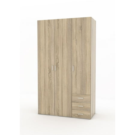 3 Door Wardrobe - Space 3 Drawer and 3 Door Wardrobe, Multiple Finishes