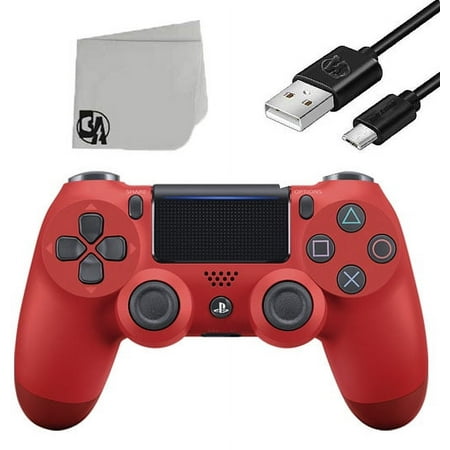 DualShock PlayStation 4 Wireless Red Controller with Charging Cable BOLT AXTION Bundle Used Mint